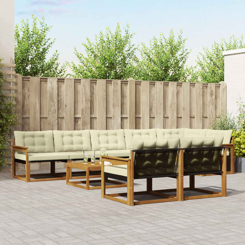 Outdoor-Sofagarnitur mit Kissen 9 pcs Natur und Creme