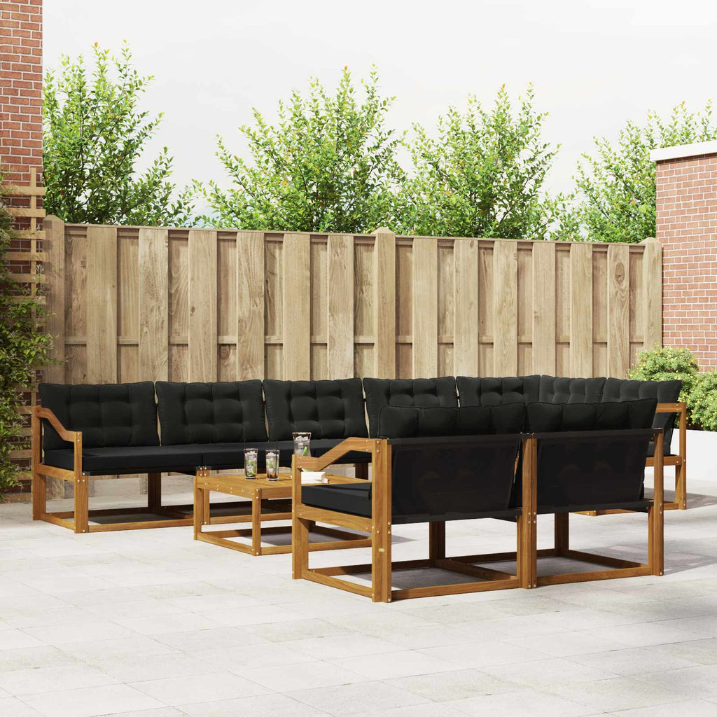 Outdoor-Sofagarnitur mit Kissen 9 pcs Natürlich und Schwarz