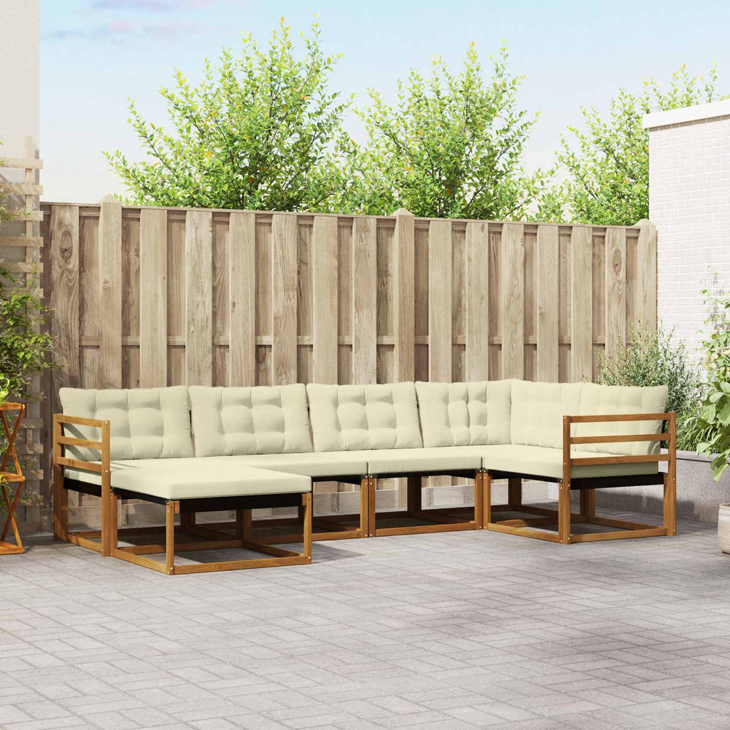Outdoor-Sofagarnitur mit Kissen 6 pcs Natur und Creme