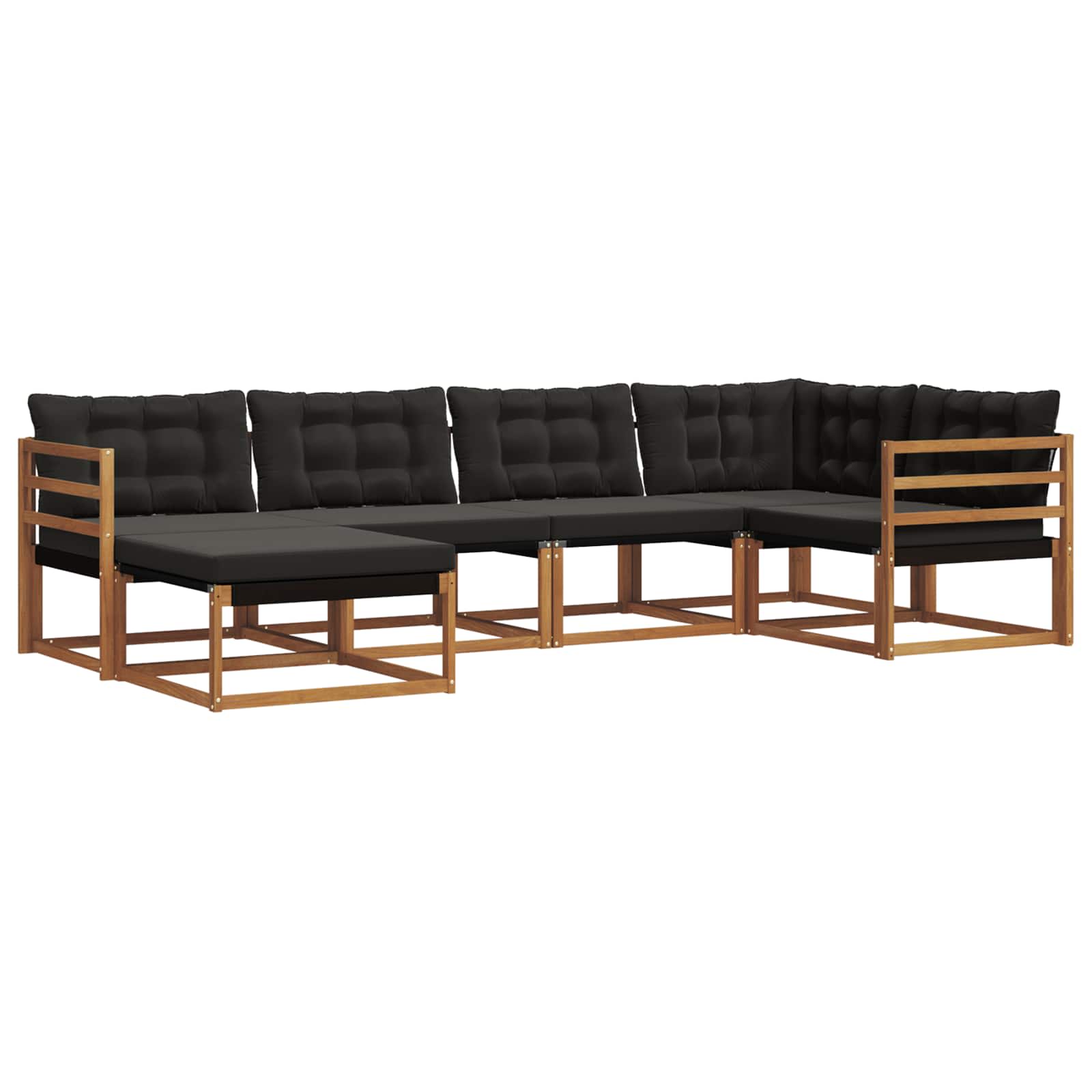 Outdoor-Sofagarnitur mit Kissen 6 pcs Natürlich und Schwarz