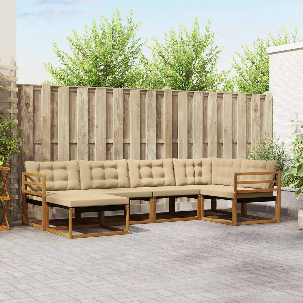 Outdoor-Sofagarnitur mit Kissen 6 pcs Natur und Beige