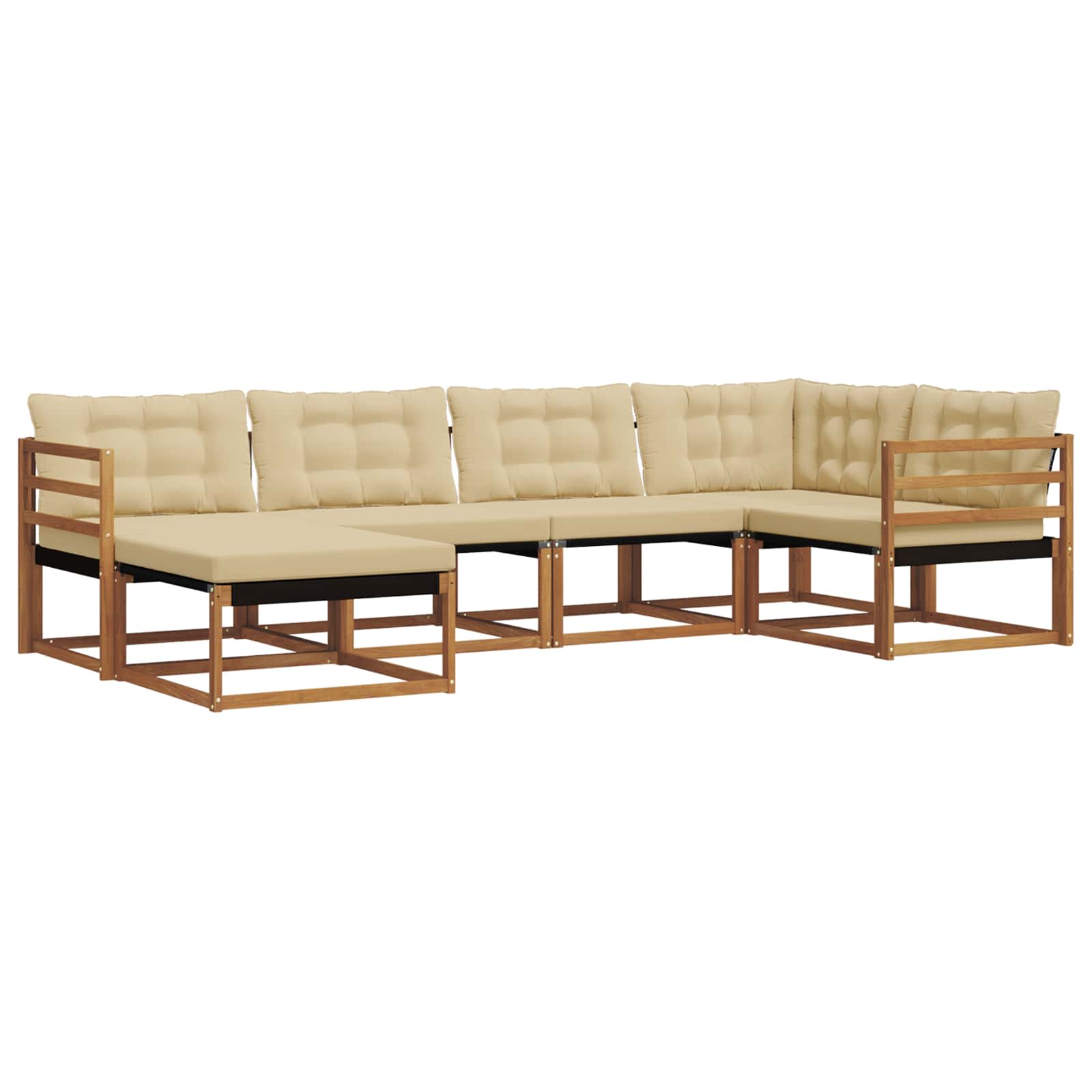 Outdoor-Sofagarnitur mit Kissen 6 pcs Natur und Beige