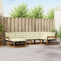 Outdoor-Sofagarnitur mit Kissen 6 pcs Natur und Creme