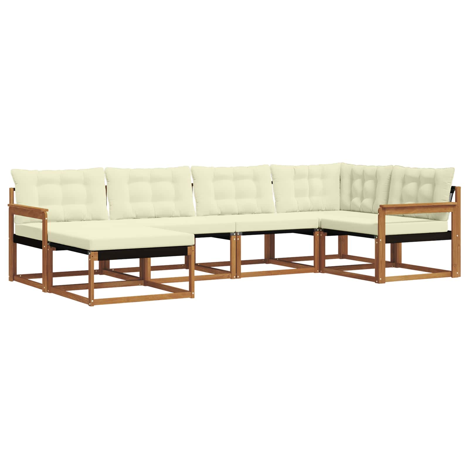 Outdoor-Sofagarnitur mit Kissen 6 pcs Natur und Creme