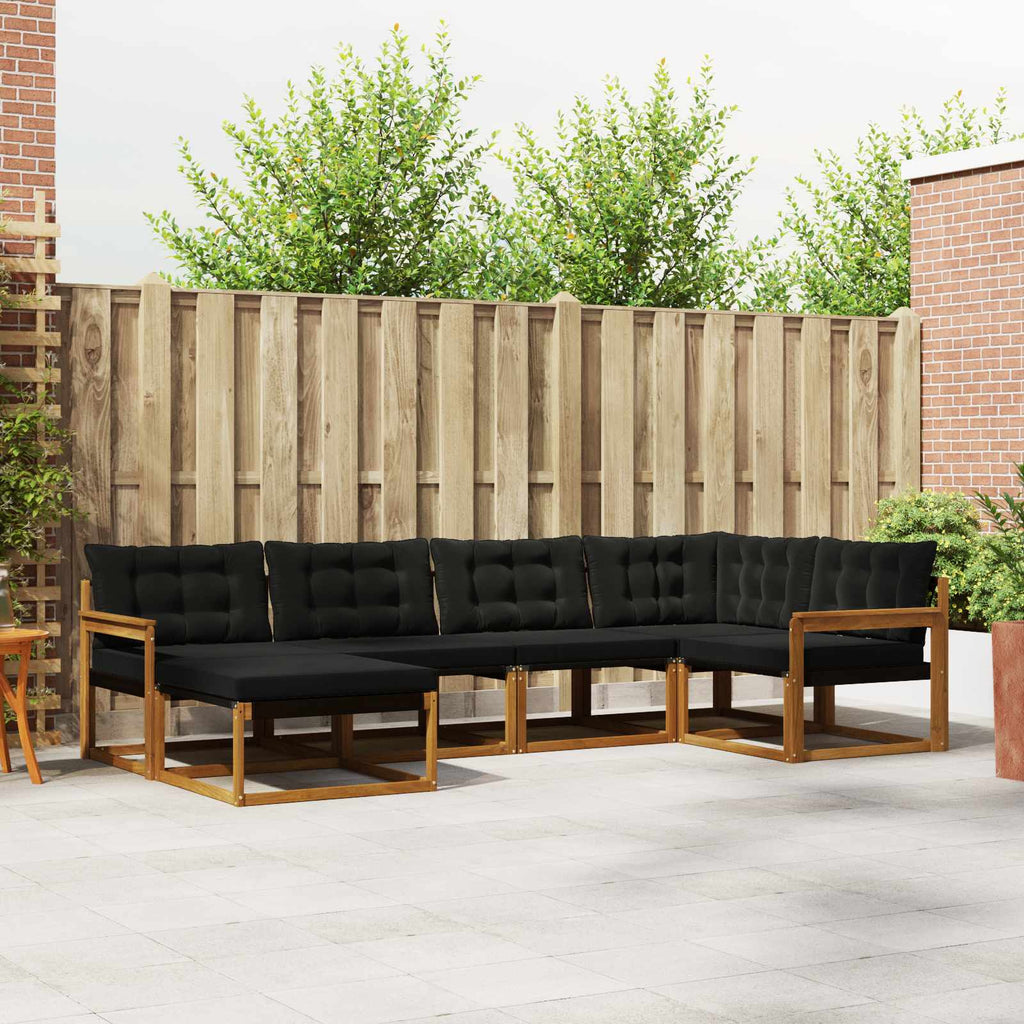 Outdoor-Sofagarnitur mit Kissen 6 pcs Natürlich und Schwarz