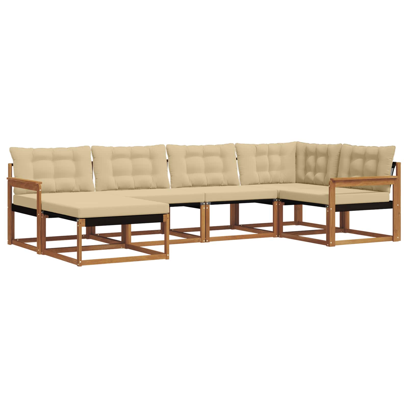 Outdoor-Sofagarnitur mit Kissen 6 pcs Natur und Beige