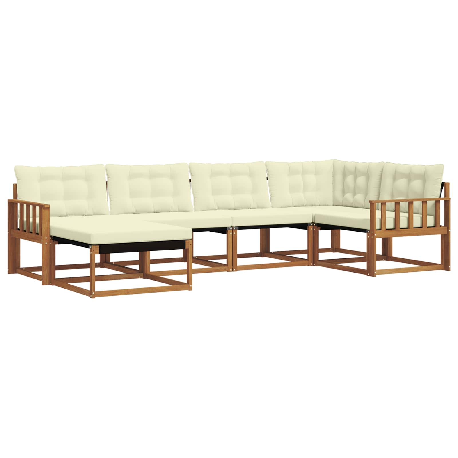 Outdoor-Sofagarnitur mit Kissen 6 pcs Natur und Creme
