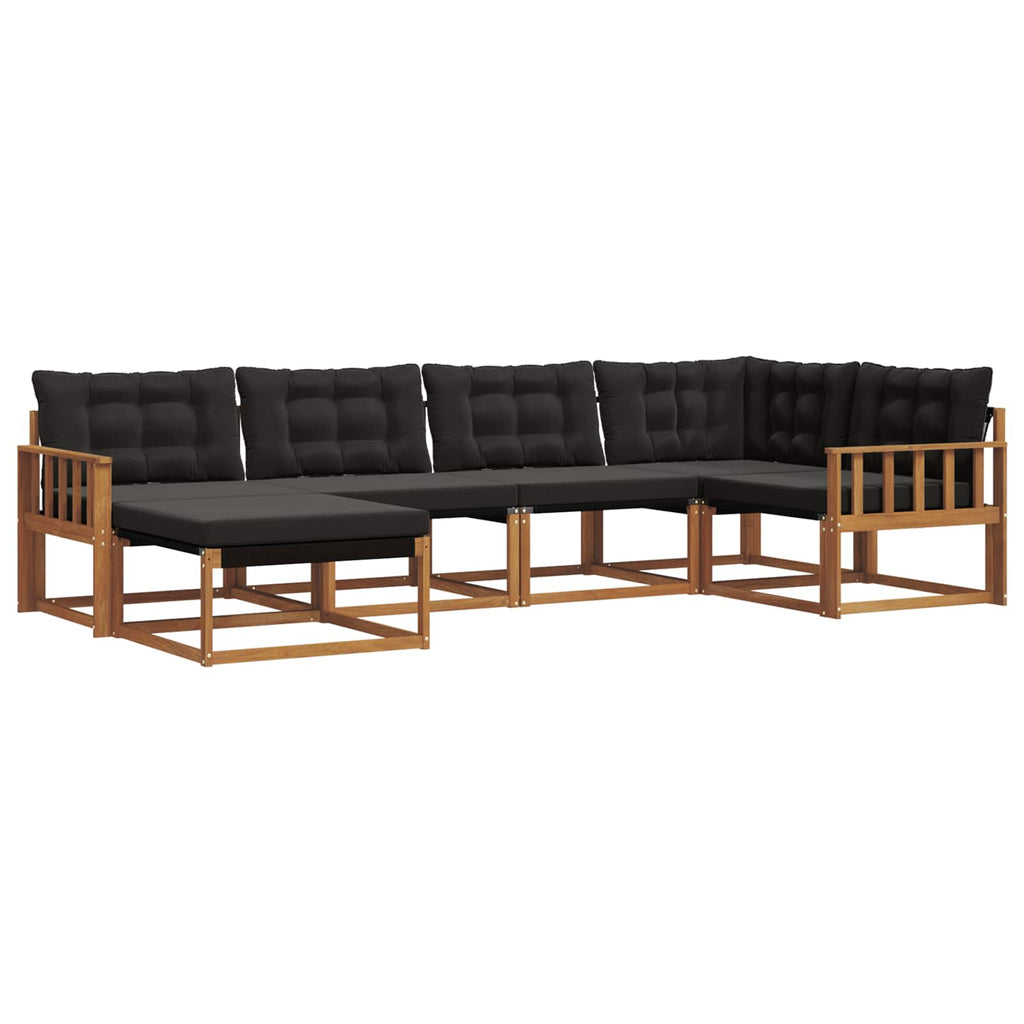 Outdoor-Sofagarnitur mit Kissen 6 pcs Natürlich und Schwarz