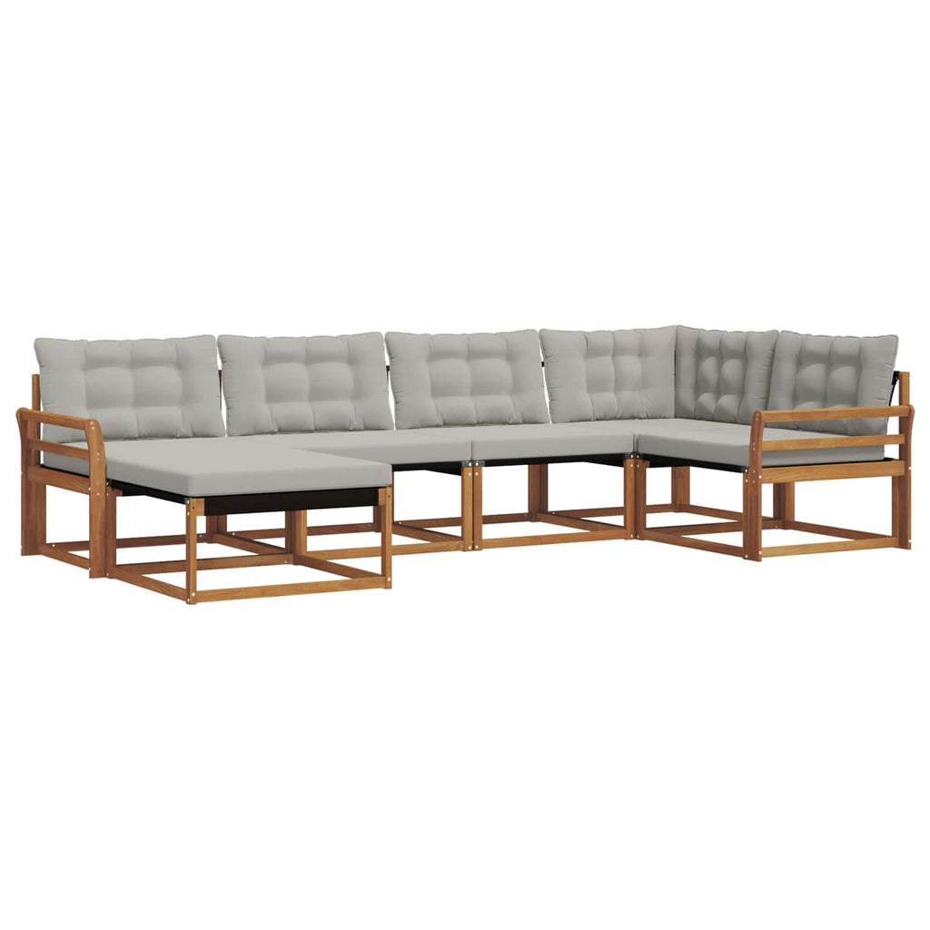 Outdoor-Sofagarnitur mit Kissen 6 pcs Natürlich und Hellgrau