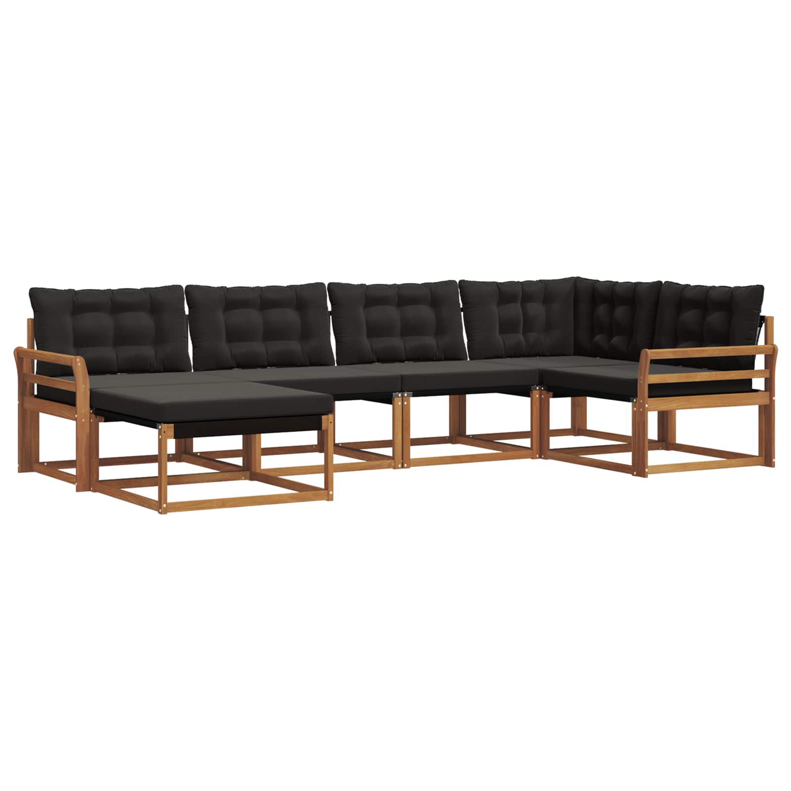 Outdoor-Sofagarnitur mit Kissen 6 pcs Natürlich und Schwarz