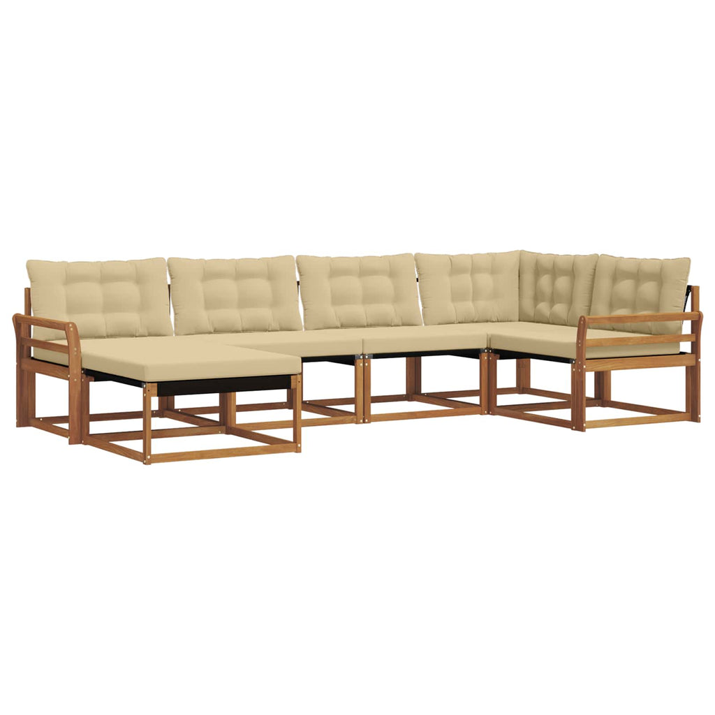 Outdoor-Sofagarnitur mit Kissen 6 pcs Natur und Beige