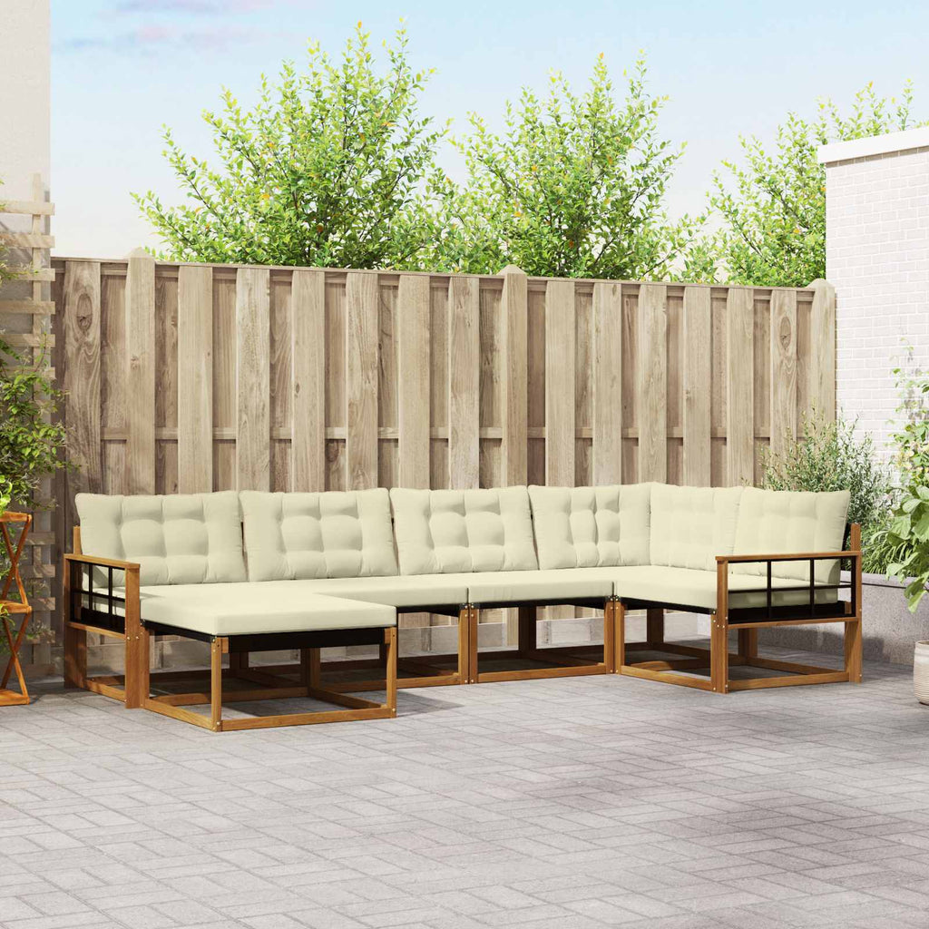 Outdoor-Sofagarnitur mit Kissen 6 pcs Natur und Creme