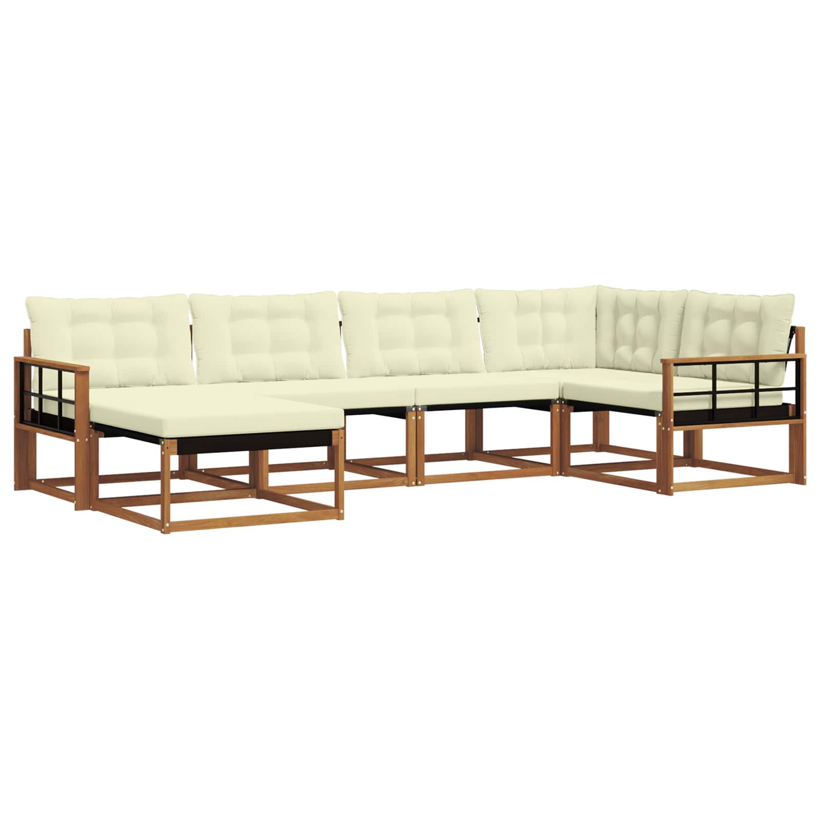 Outdoor-Sofagarnitur mit Kissen 6 pcs Natur und Creme