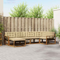 Outdoor-Sofagarnitur mit Kissen 6 pcs Natur und Beige