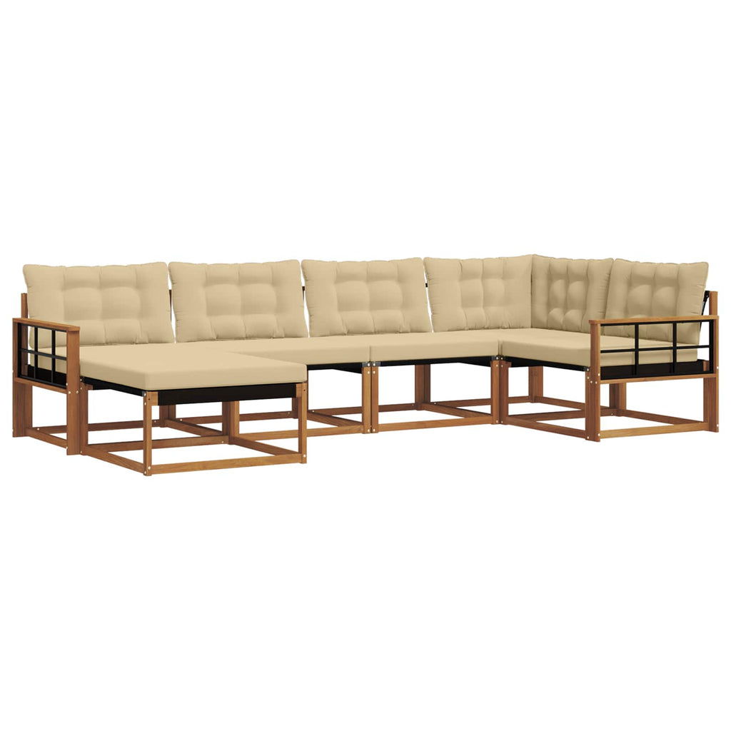 Outdoor-Sofagarnitur mit Kissen 6 pcs Natur und Beige