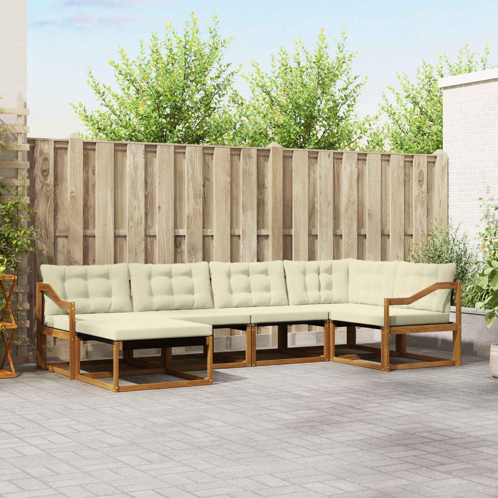 Outdoor-Sofagarnitur mit Kissen 6 pcs Natur und Creme
