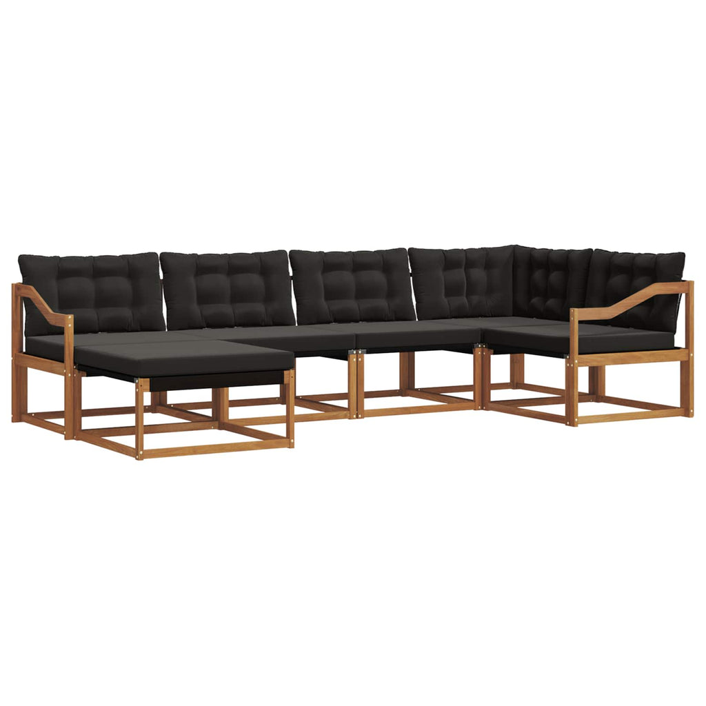 Outdoor-Sofagarnitur mit Kissen 6 pcs Natürlich und Schwarz