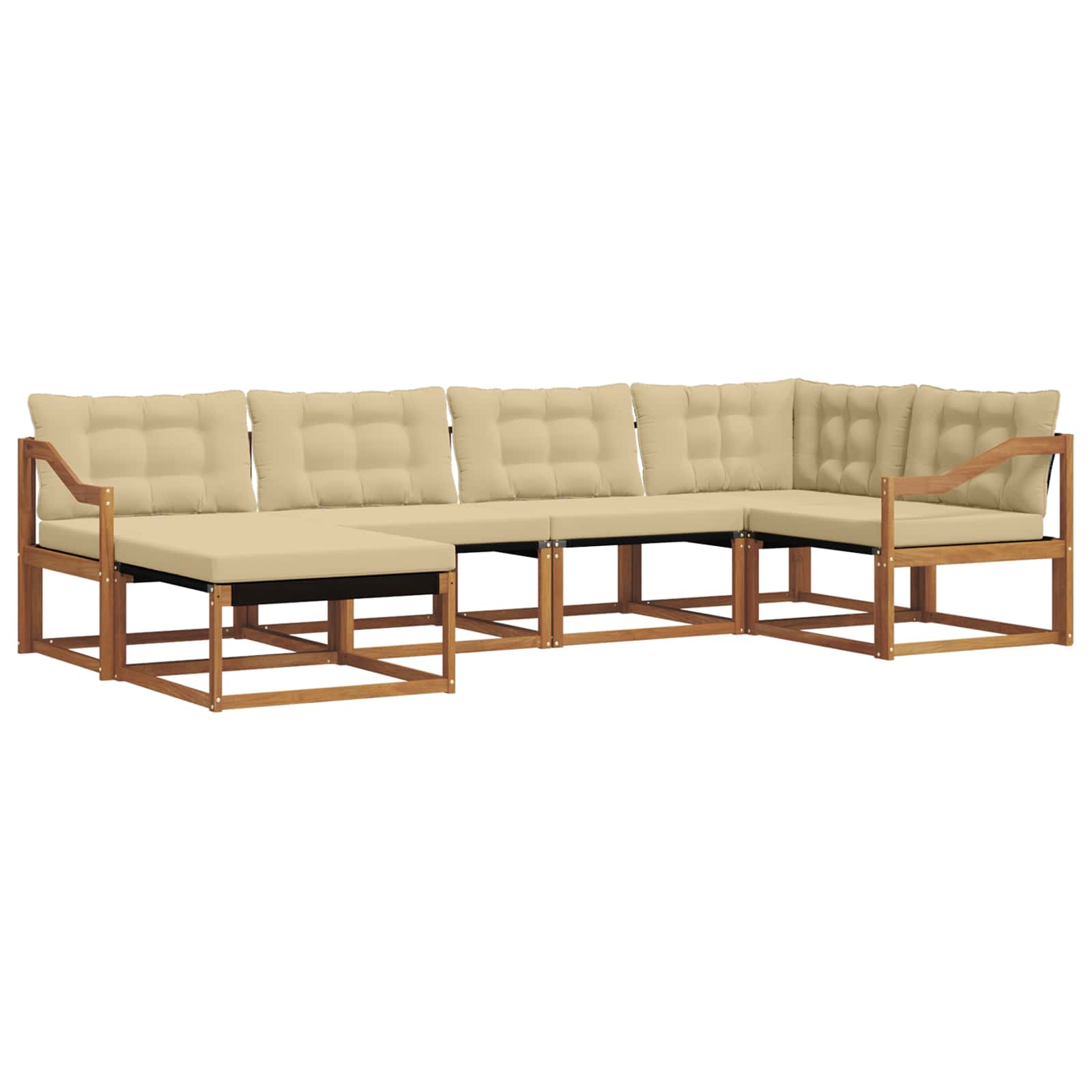 Outdoor-Sofagarnitur mit Kissen 6 pcs Natur und Beige