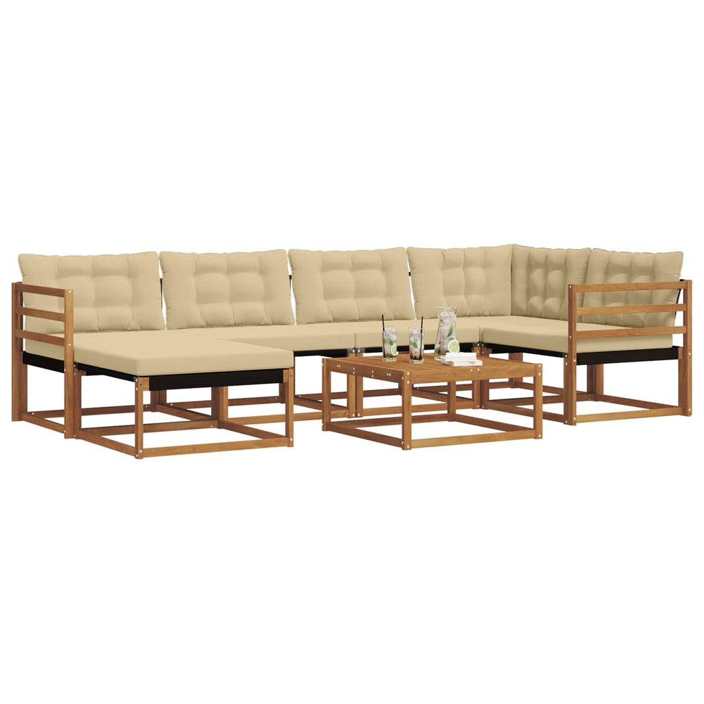 Outdoor-Sofagarnitur 19 pcs Natur und Beige Massivholz Akazie