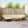 Outdoor-Sofagarnitur 19 pcs Natur und Creme Massivholz Akazie