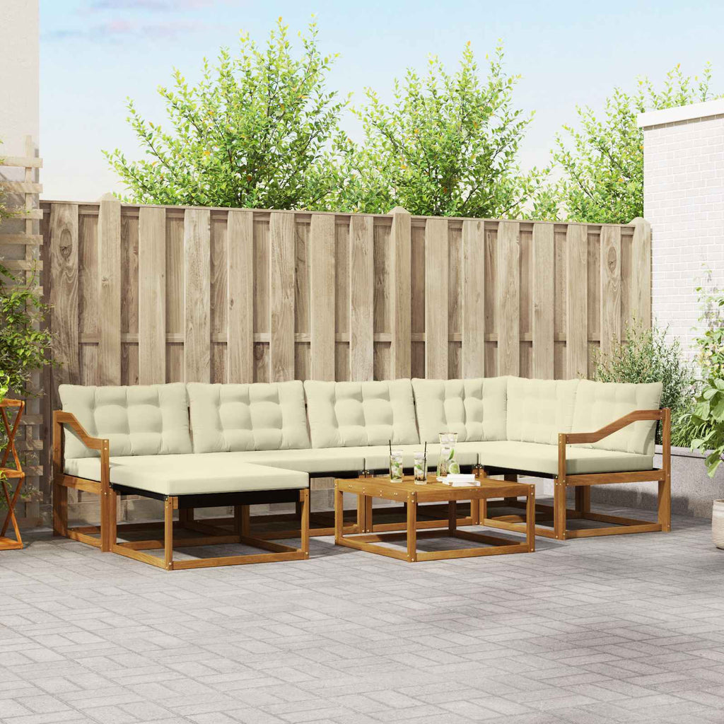 Outdoor-Sofagarnitur 19 pcs Natur und Creme Massivholz Akazie