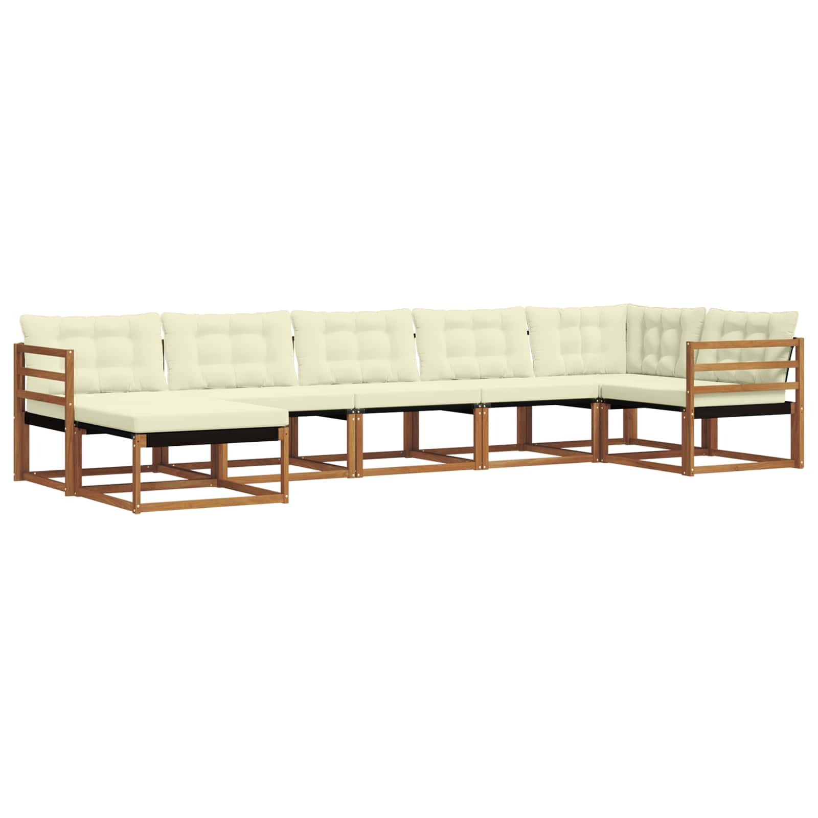 Outdoor-Sofagarnitur mit Kissen 7 pcs Natur und Creme