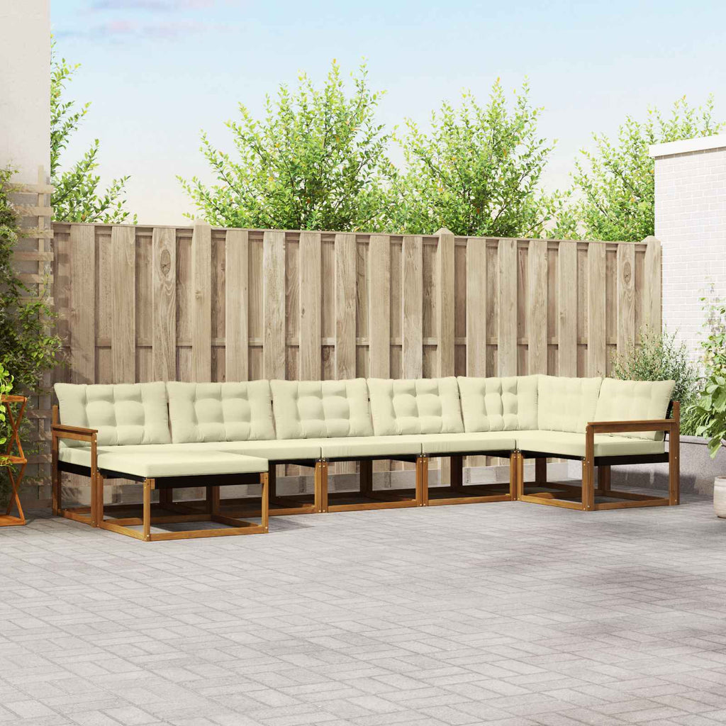 Outdoor-Sofagarnitur mit Kissen 7 pcs Natur und Creme