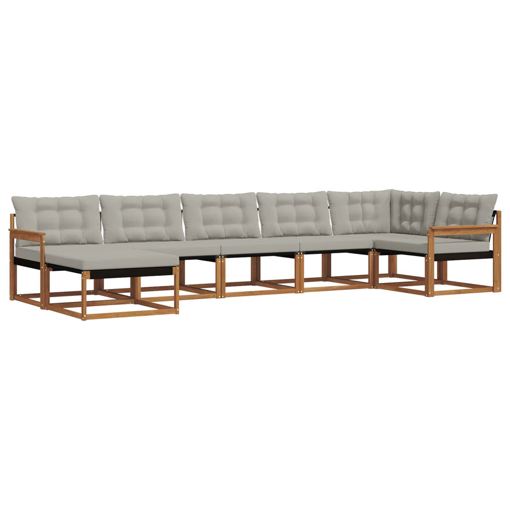 Outdoor-Sofagarnitur mit Kissen 7 pcs Natürlich und Hellgrau