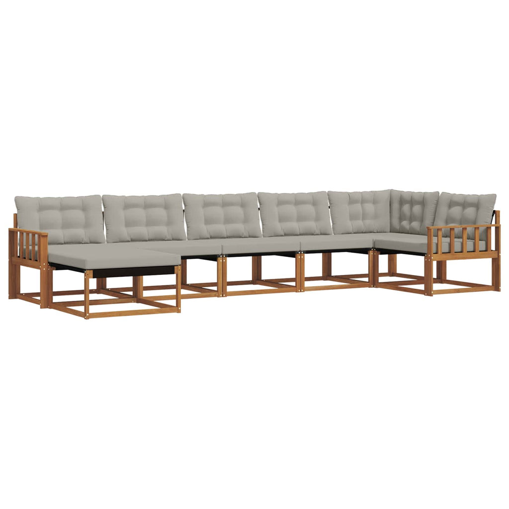 Outdoor-Sofagarnitur mit Kissen 7 pcs Natürlich und Hellgrau