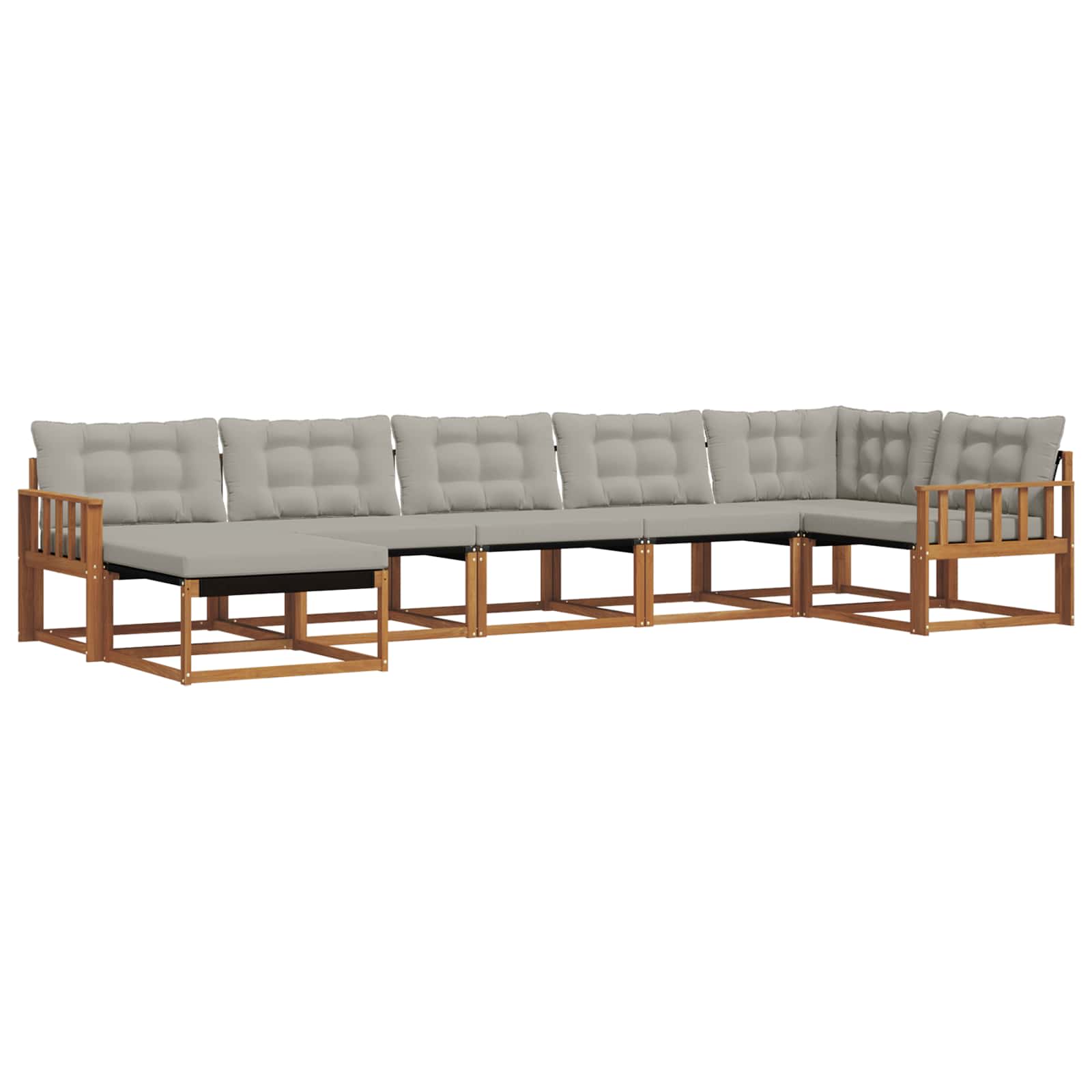 Outdoor-Sofagarnitur mit Kissen 7 pcs Natürlich und Hellgrau