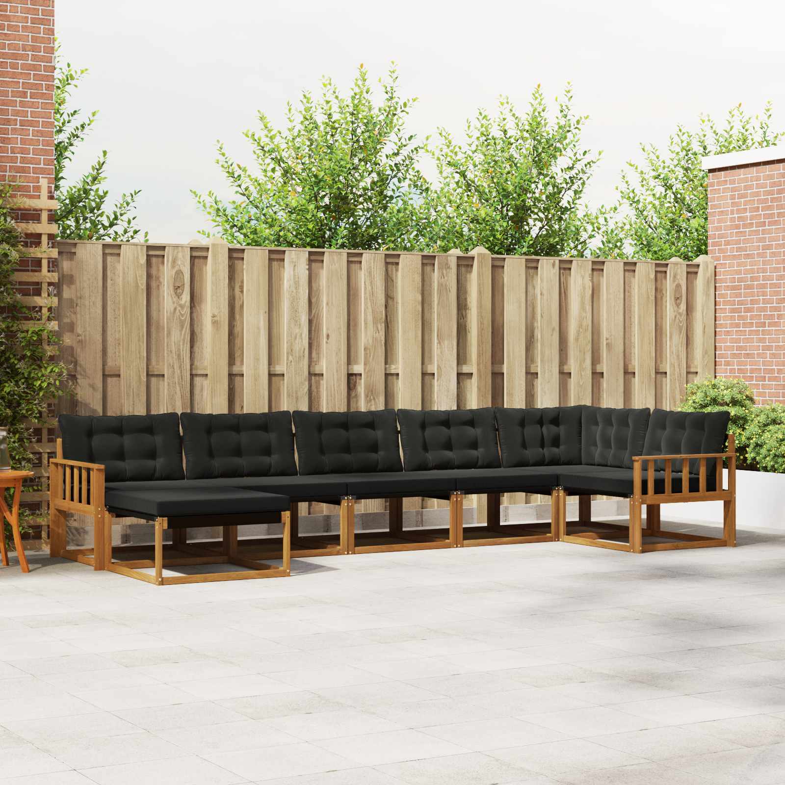 Outdoor-Sofagarnitur mit Kissen 7 pcs Natürlich und Schwarz
