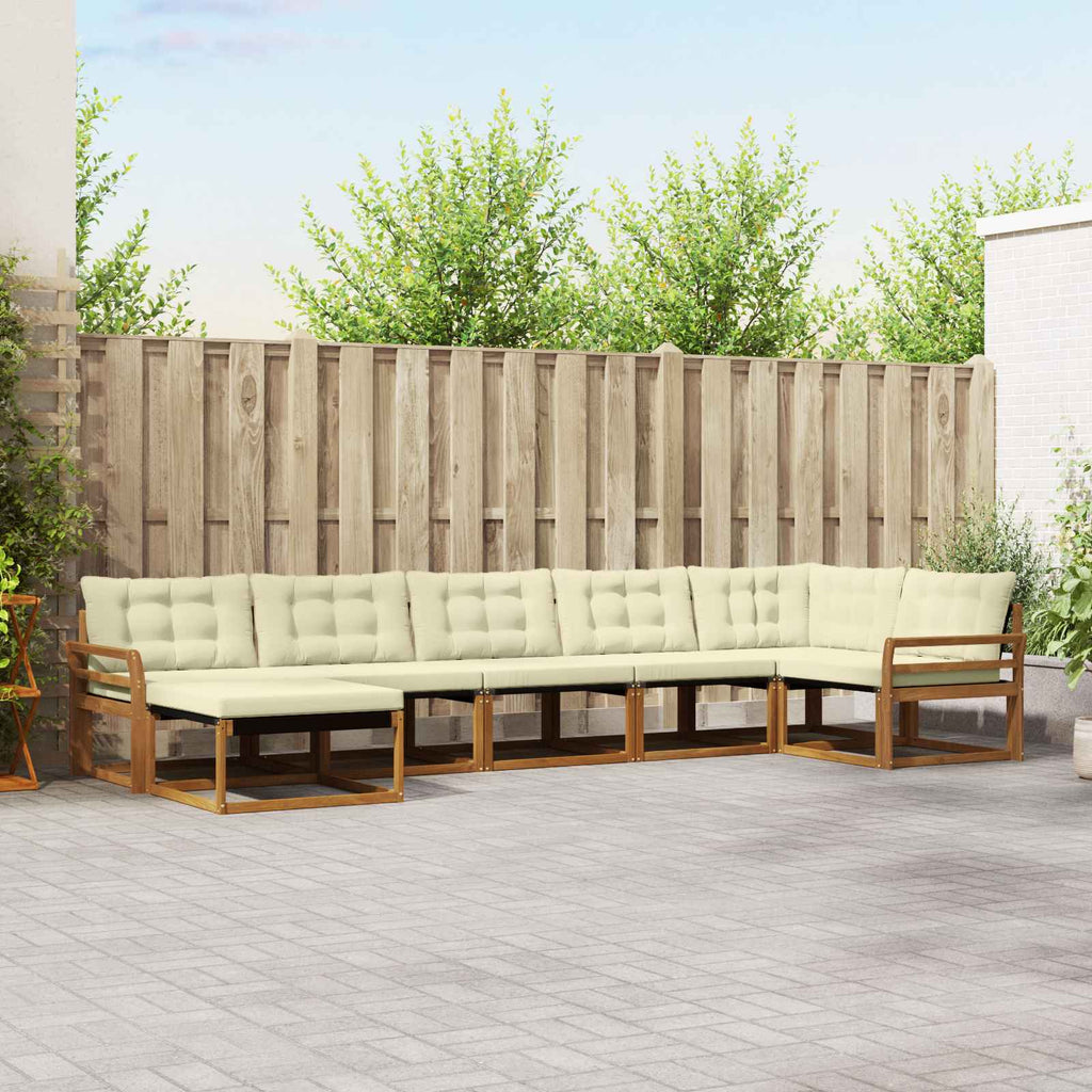 Outdoor-Sofagarnitur mit Kissen 7 pcs Natur und Creme