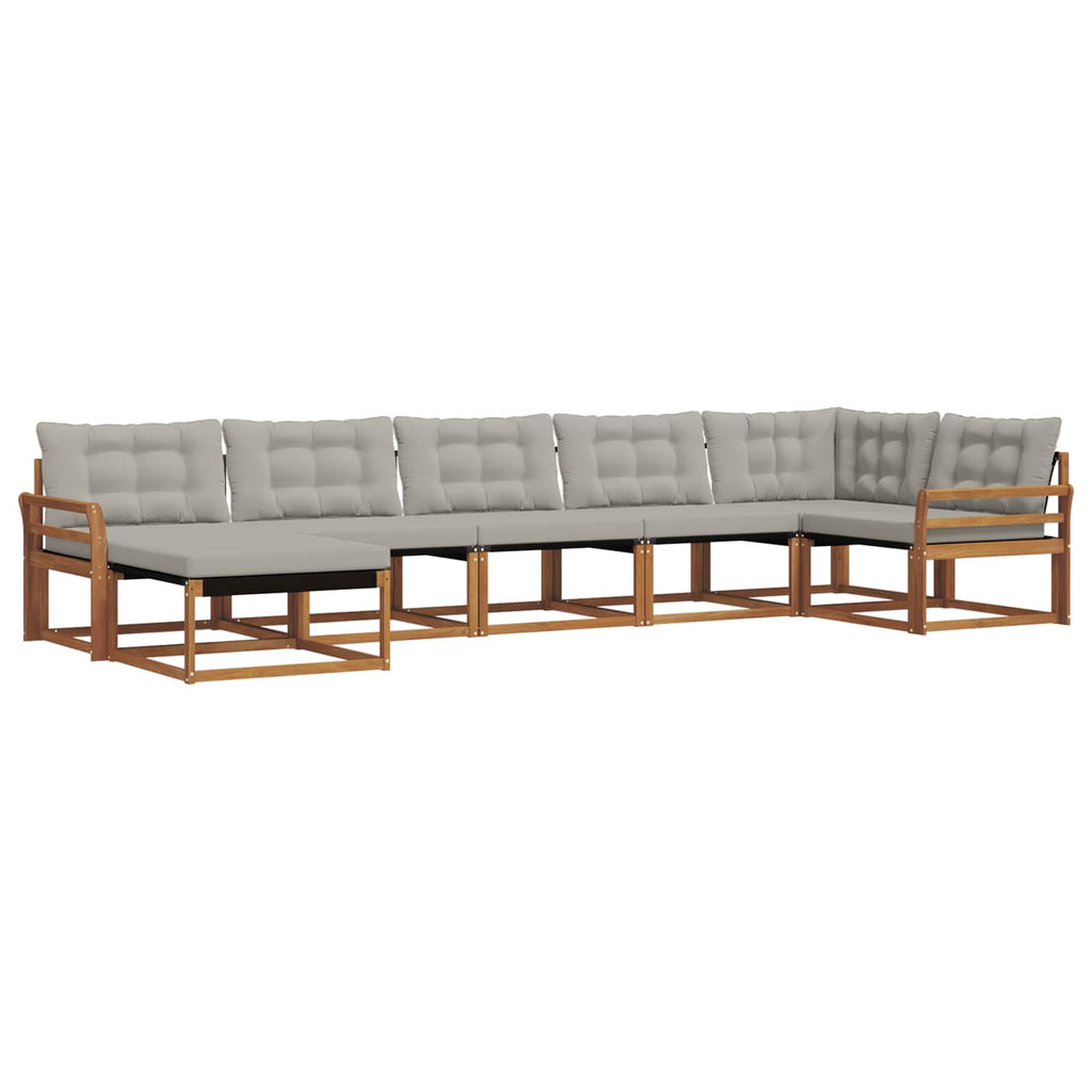 Outdoor-Sofagarnitur mit Kissen 7 pcs Natürlich und Hellgrau
