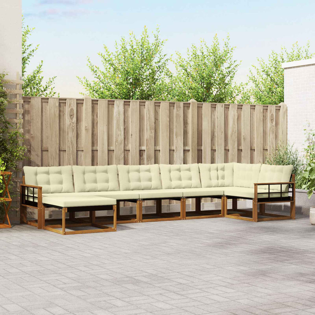 Outdoor-Sofagarnitur mit Kissen 7 pcs Natur und Creme