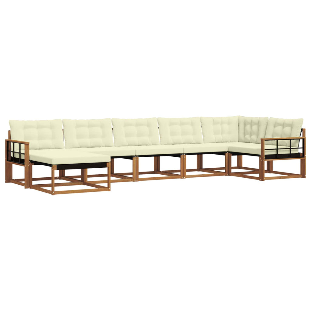 Outdoor-Sofagarnitur mit Kissen 7 pcs Natur und Creme