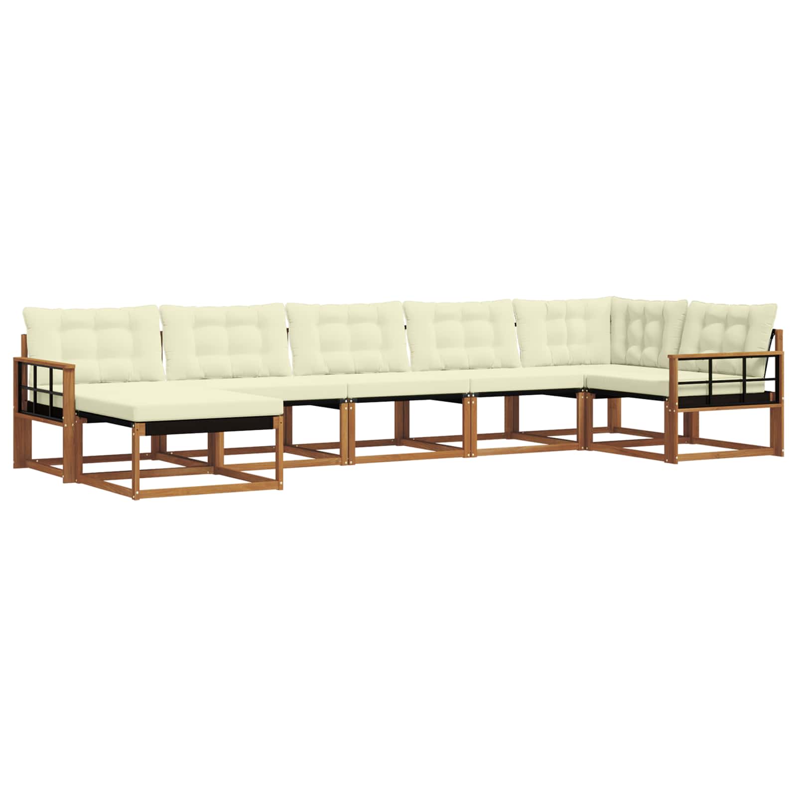 Outdoor-Sofagarnitur mit Kissen 7 pcs Natur und Creme