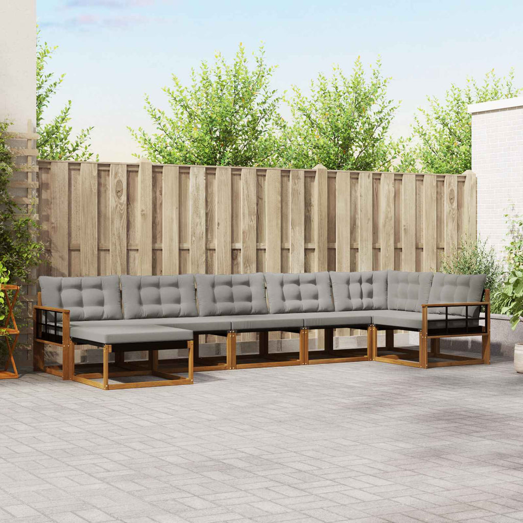 Outdoor-Sofagarnitur mit Kissen 7 pcs Natürlich und Hellgrau