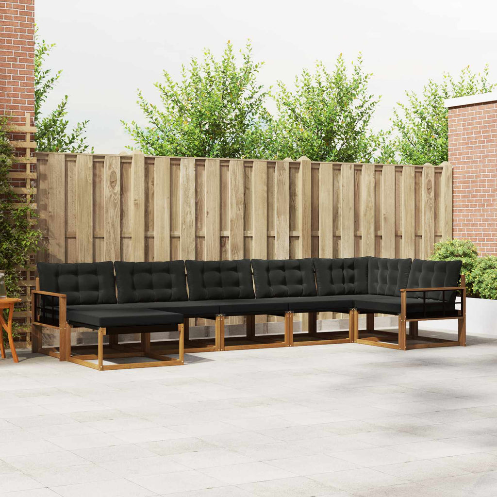 Outdoor-Sofagarnitur mit Kissen 7 pcs Natürlich und Schwarz