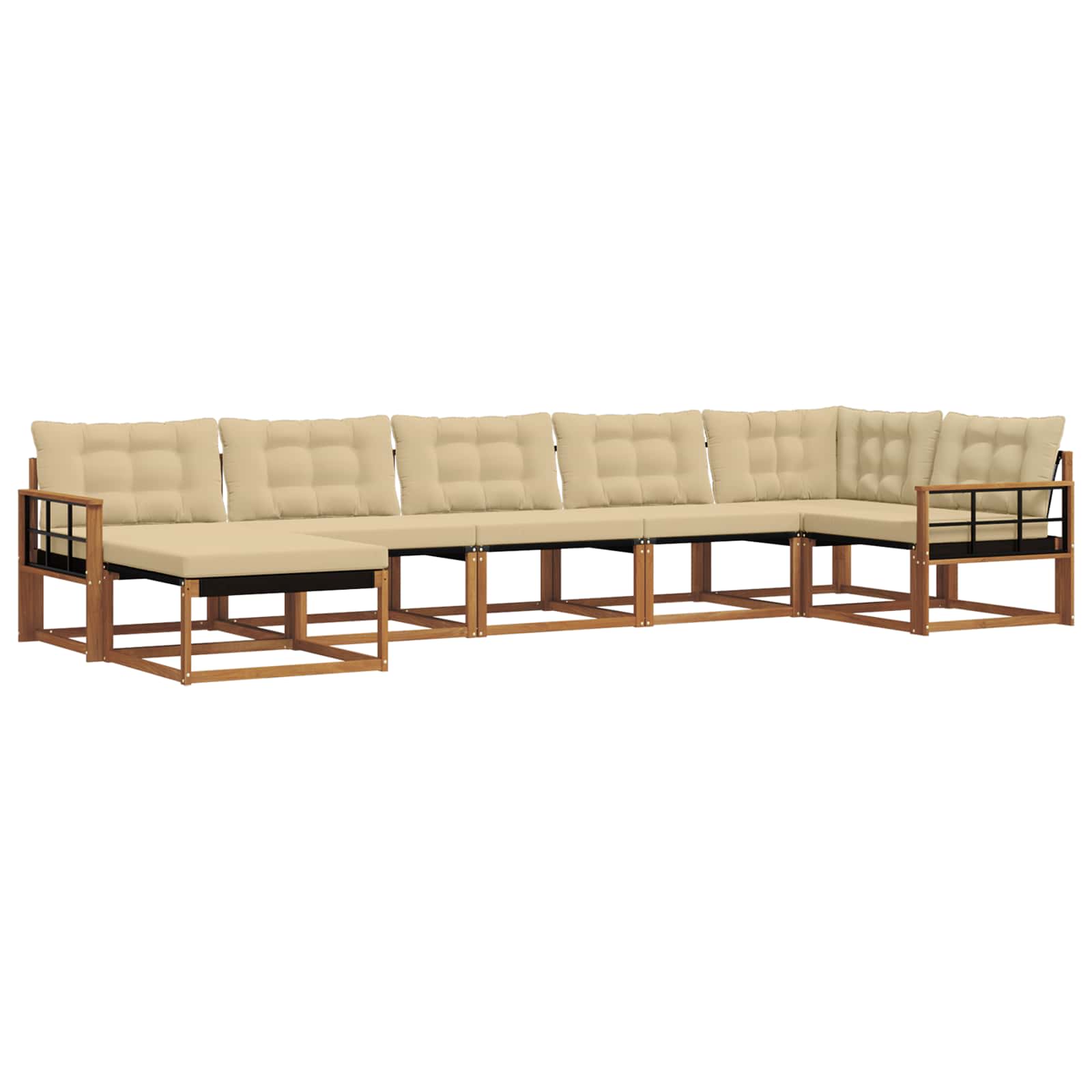 Outdoor-Sofagarnitur mit Kissen 7 pcs Natur und Beige