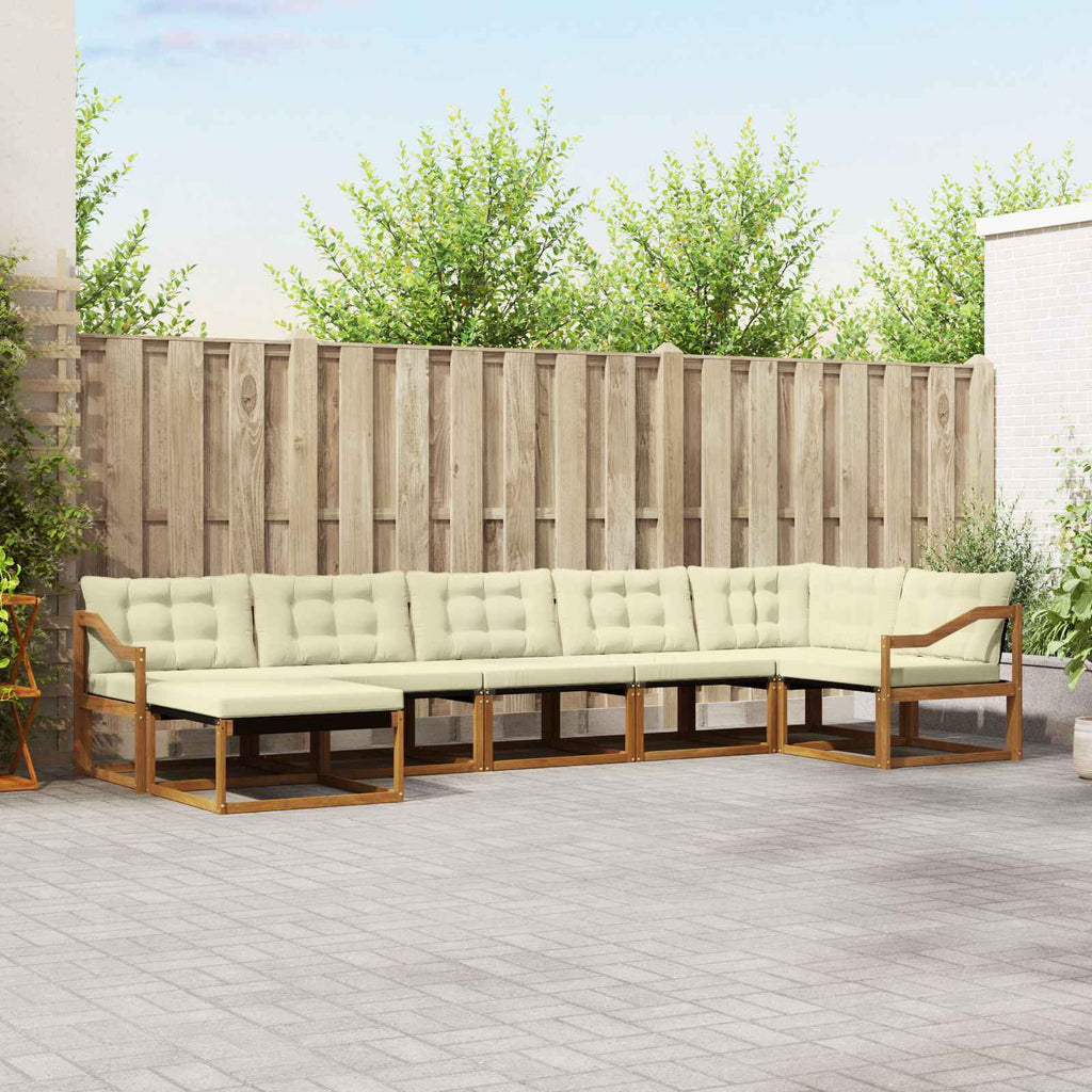 Outdoor-Sofagarnitur mit Kissen 7 pcs Natur und Creme