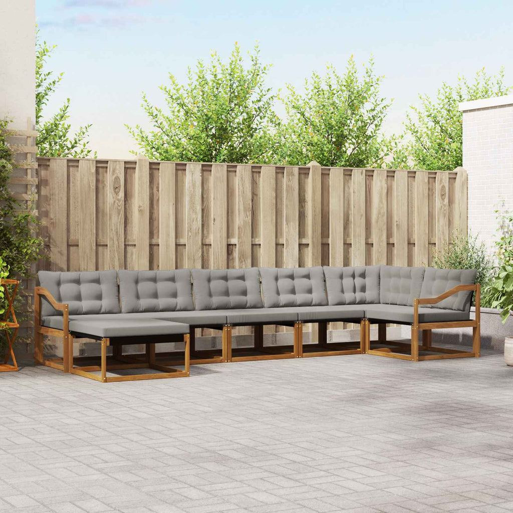 Outdoor-Sofagarnitur mit Kissen 7 pcs Natürlich und Hellgrau