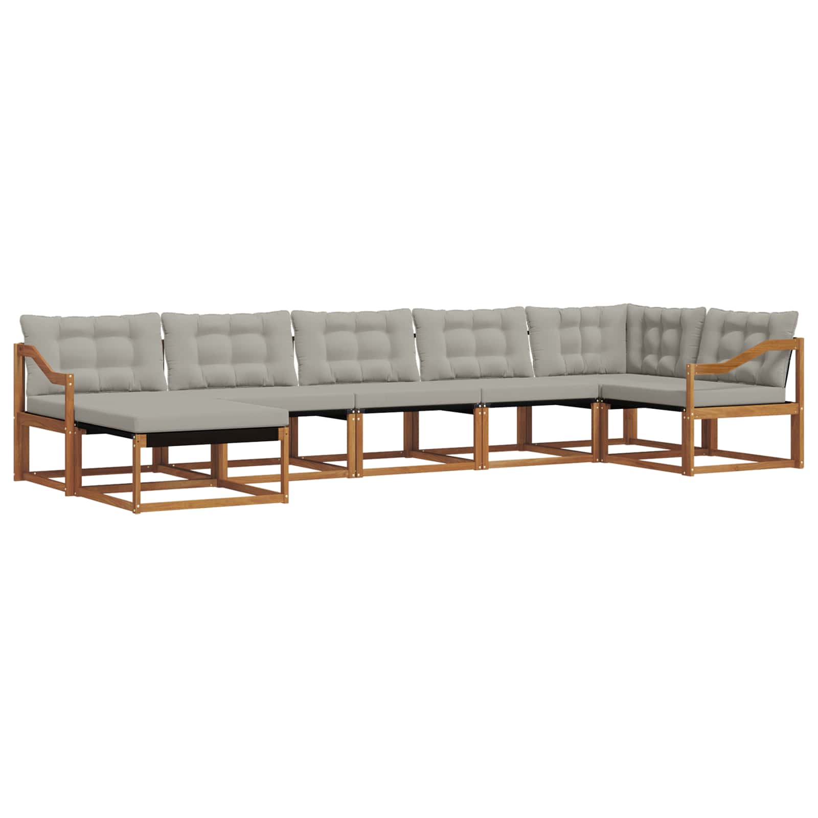Outdoor-Sofagarnitur mit Kissen 7 pcs Natürlich und Hellgrau