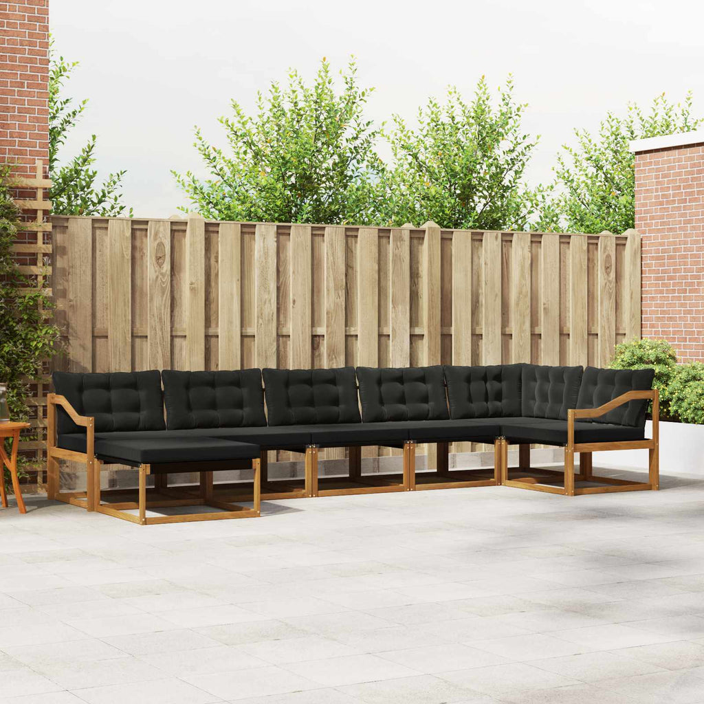 Outdoor-Sofagarnitur mit Kissen 7 pcs Natürlich und Schwarz