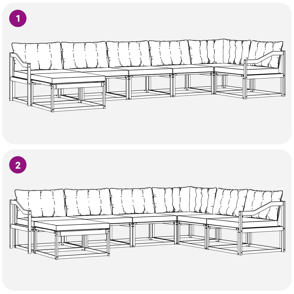 Outdoor-Sofagarnitur mit Kissen 7 pcs Natürlich und Schwarz
