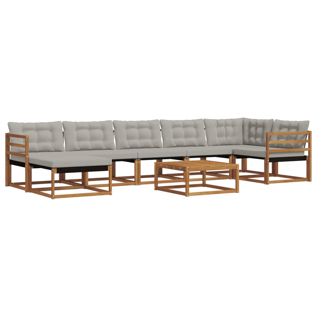 Outdoor-Sofagarnitur mit Kissen 8 pcs Natürlich und Hellgrau