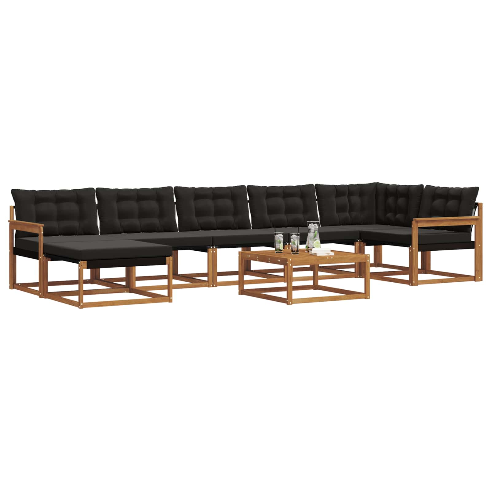 Outdoor-Sofagarnitur mit Kissen 22 pcs Natürlich und Schwarz