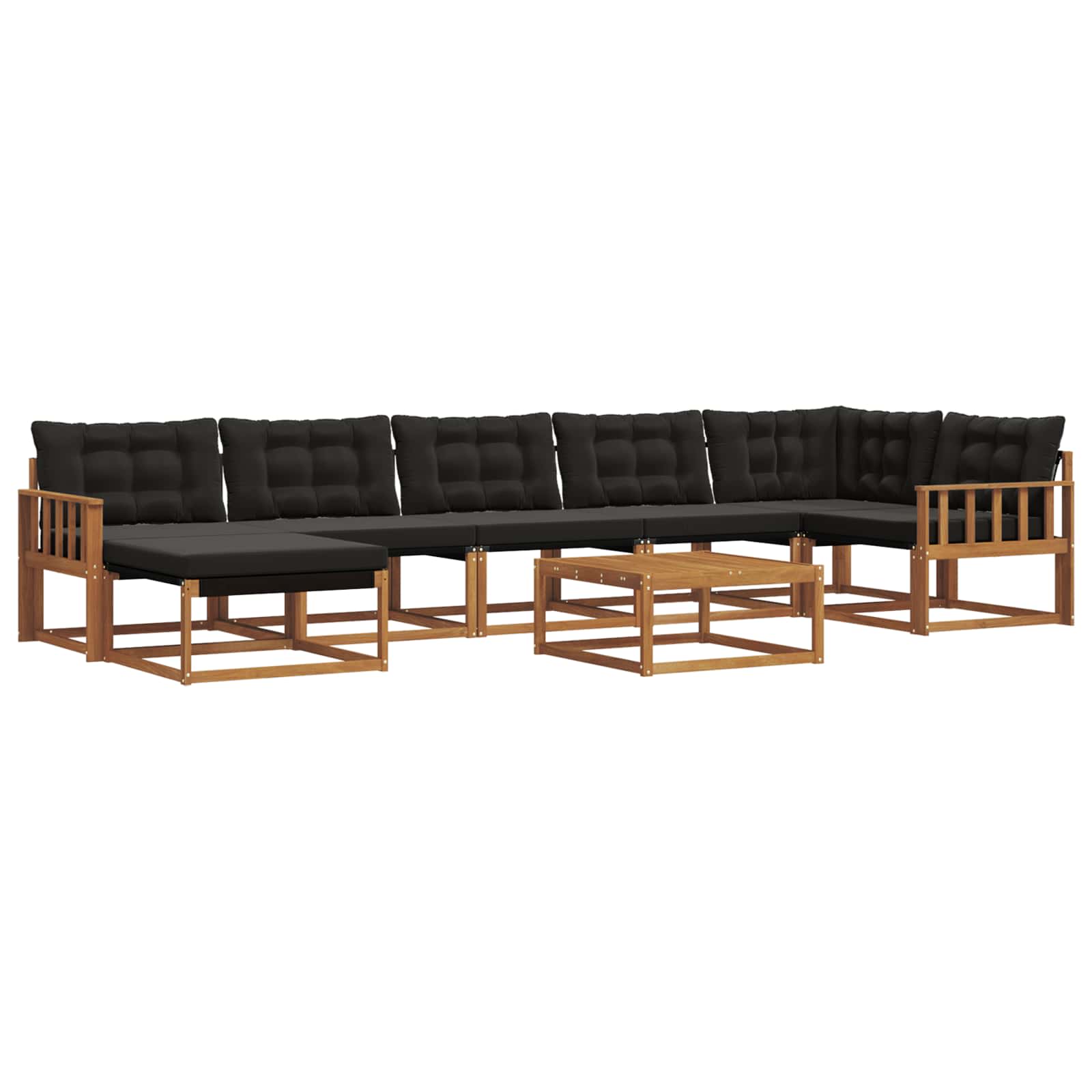 Outdoor-Sofagarnitur mit Kissen 22 pcs Natürlich und Schwarz