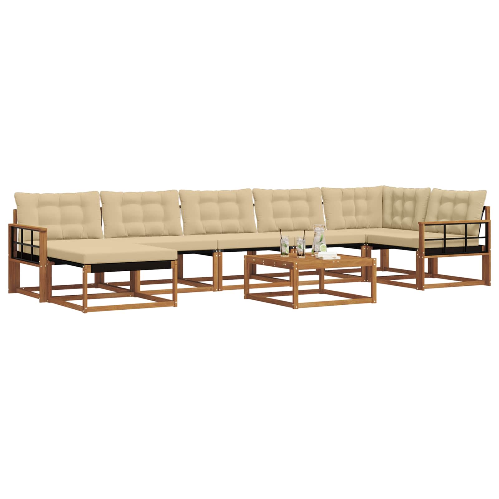 Outdoor-Sofagarnitur 22 pcs Natur und Beige Massivholz Akazie