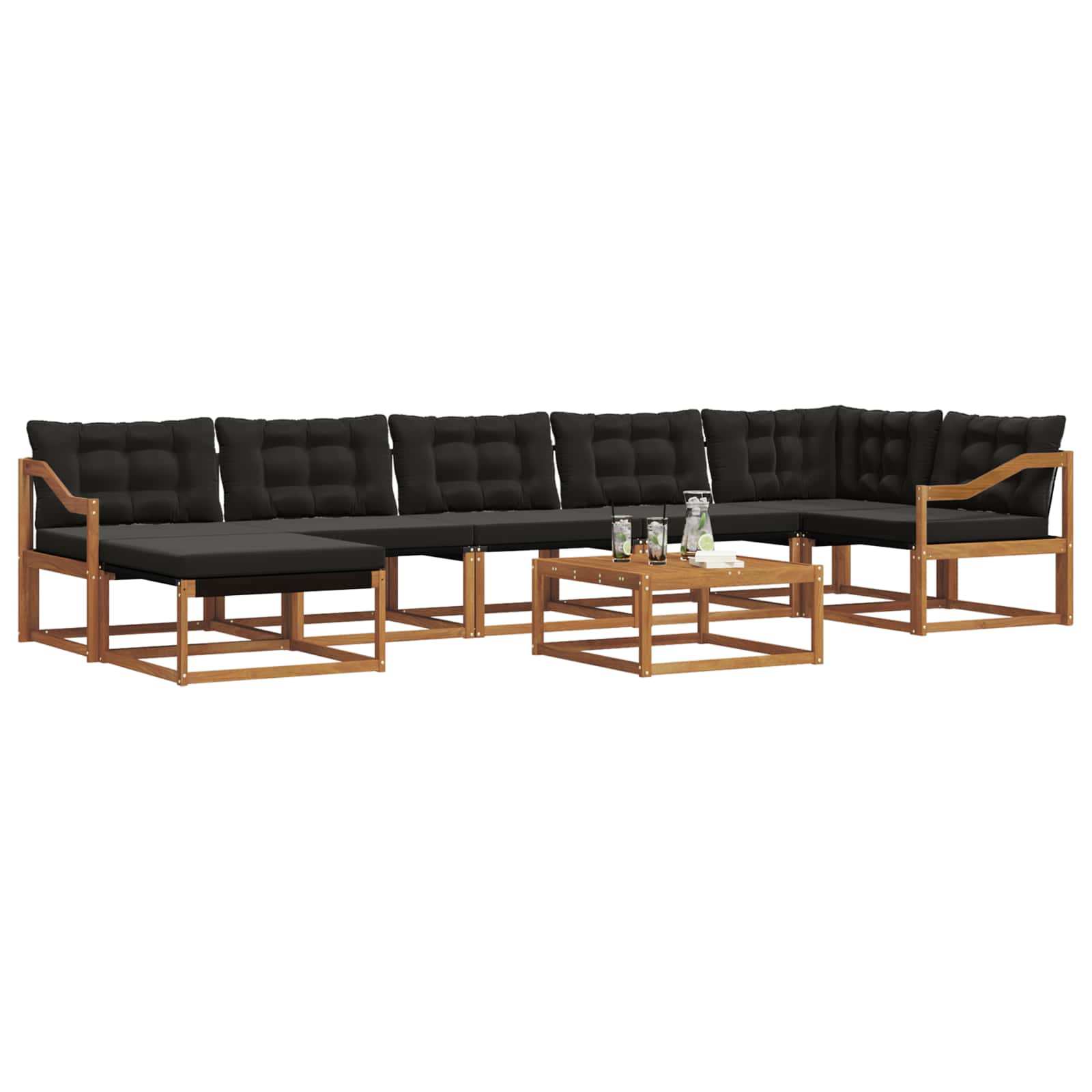 Outdoor-Sofagarnitur mit Kissen 22 pcs Natürlich und Schwarz