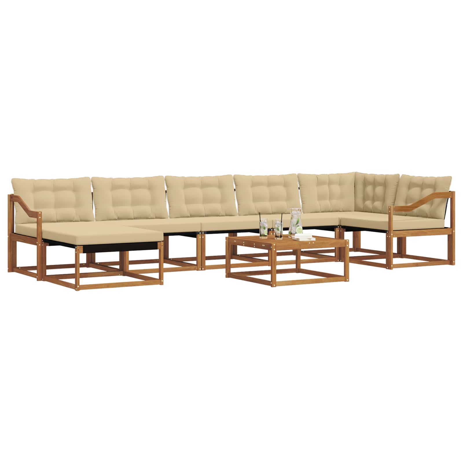 Outdoor-Sofagarnitur 22 pcs Natur und Beige Massivholz Akazie